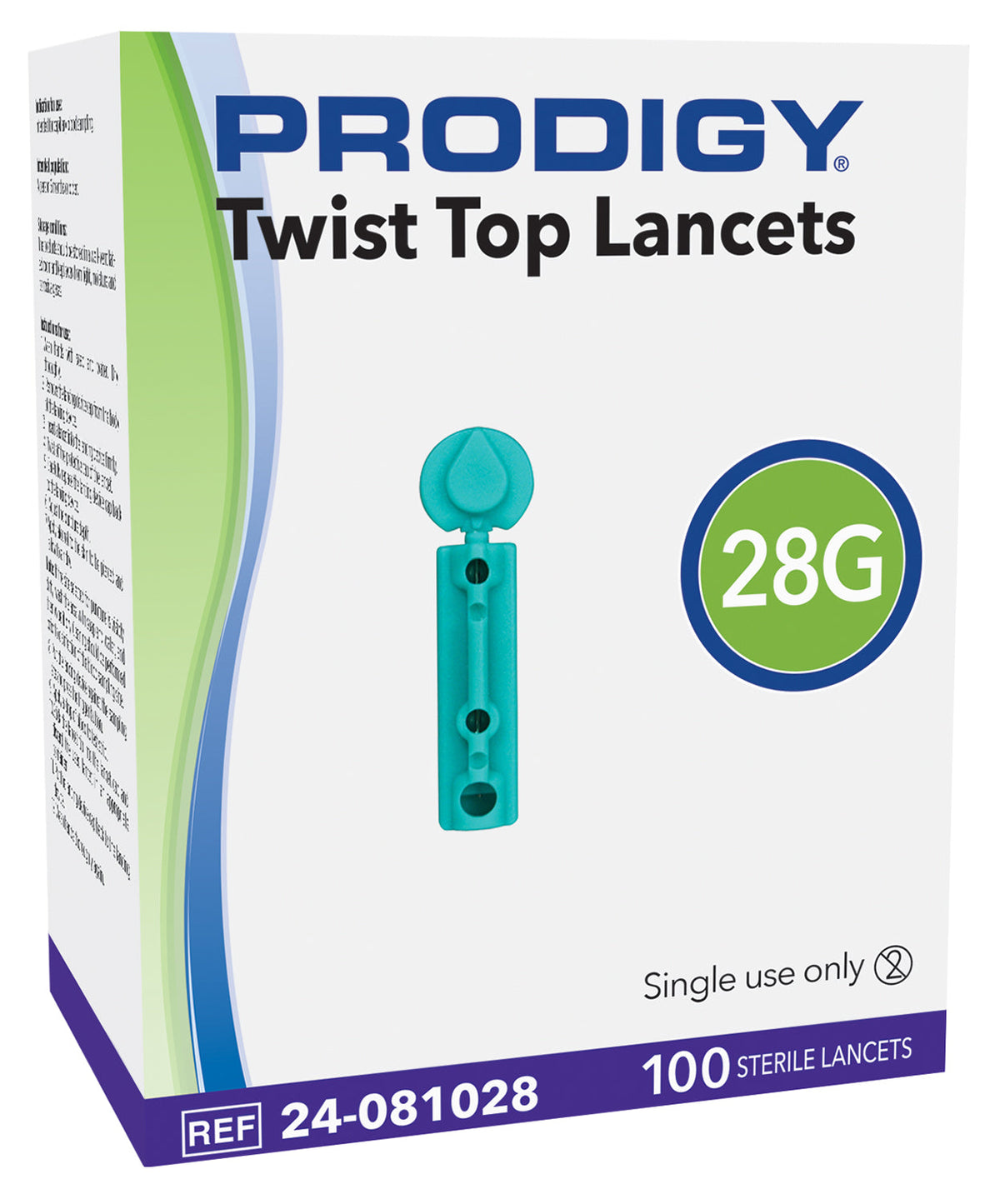 Lancetas Prodigy Twist-Top 28G - Caja x100 Uds