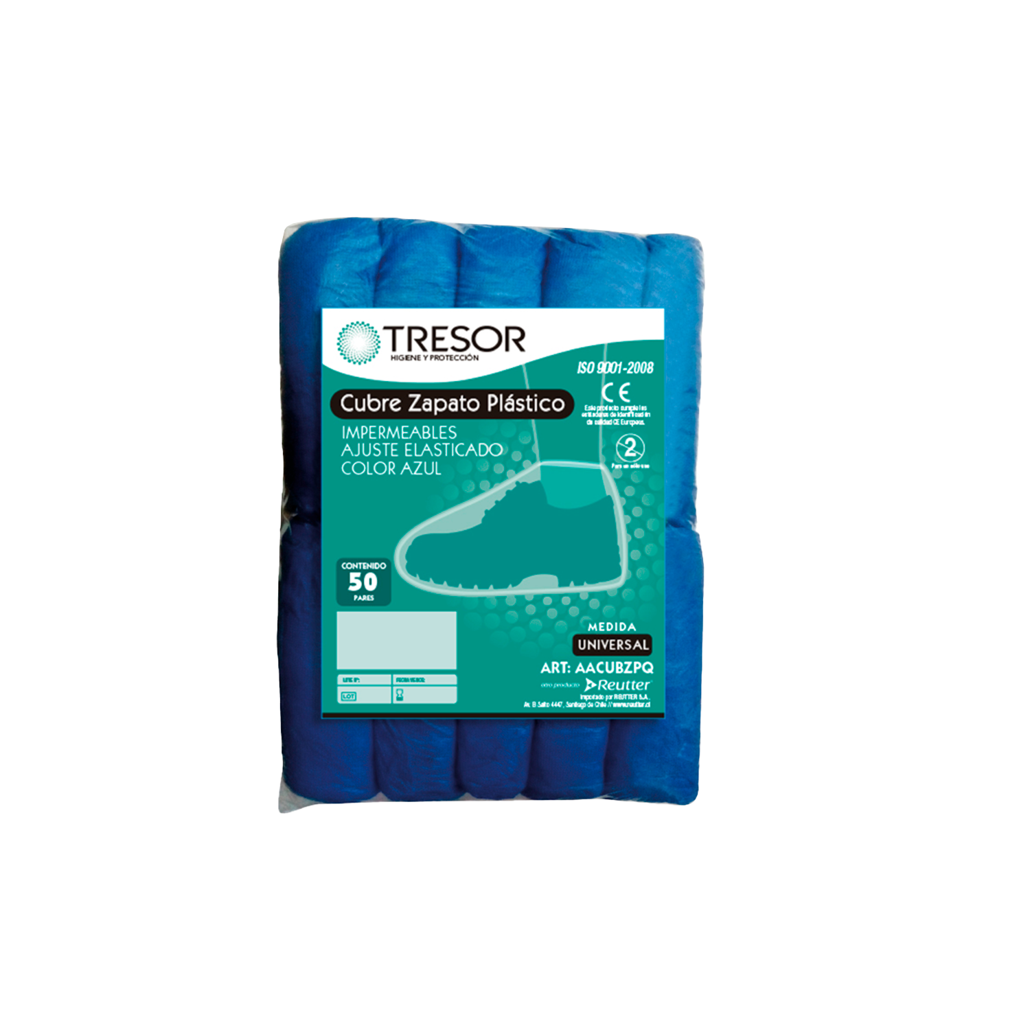 Cubrezapato Plastico Azul En Bolsa X 100 Uds