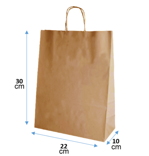 Bolsa De Papel Kraft Café 22 X 10 X 30